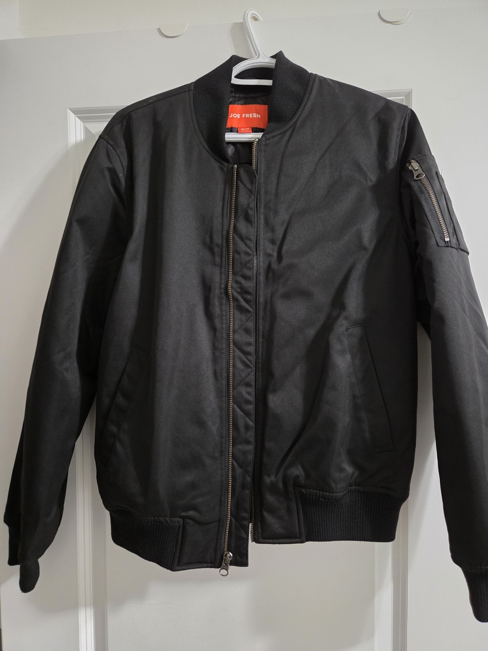 Joe Fresh Black Men's Bomber Jacket with Zip Sleeve Pocket